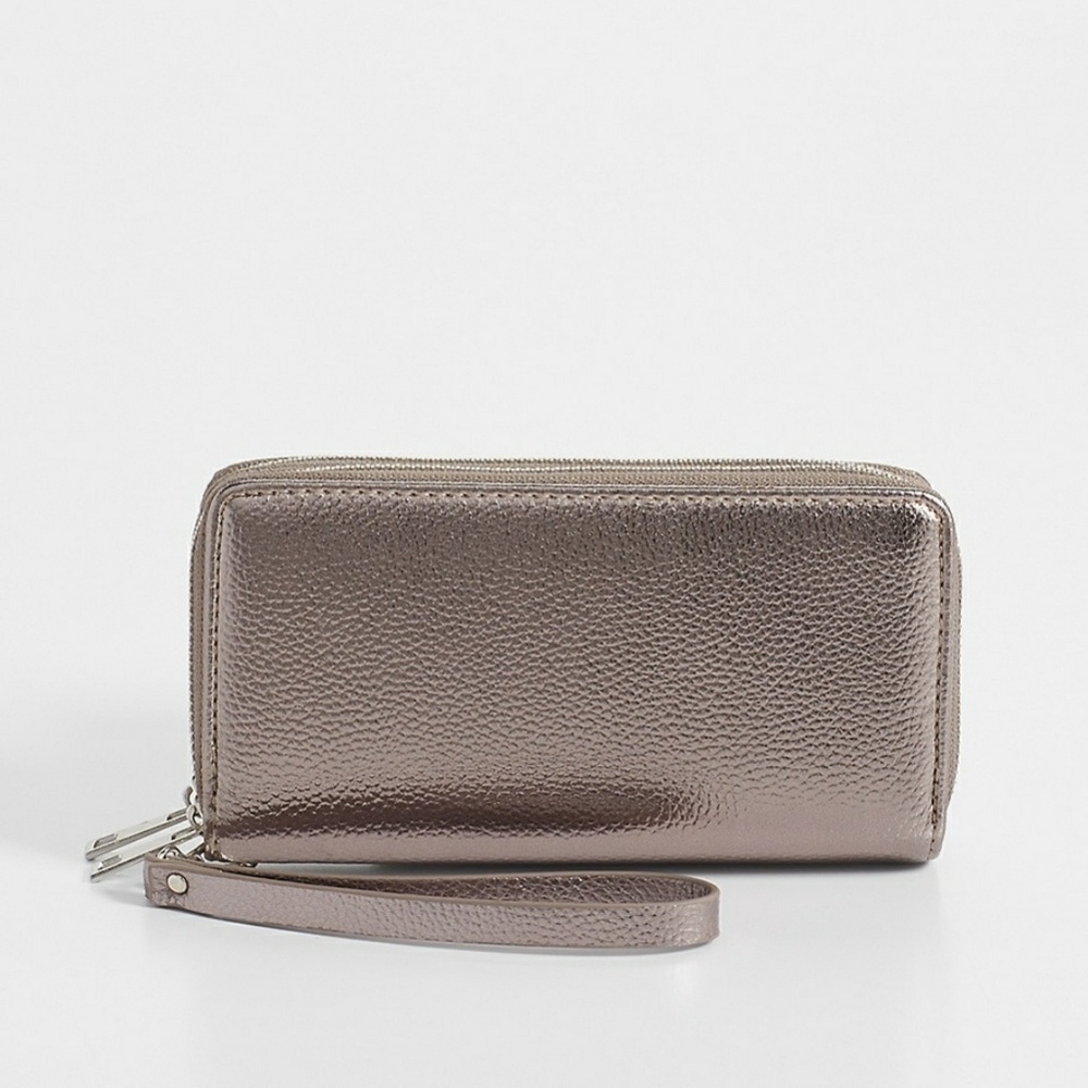 Metallic Double Zip Wallet